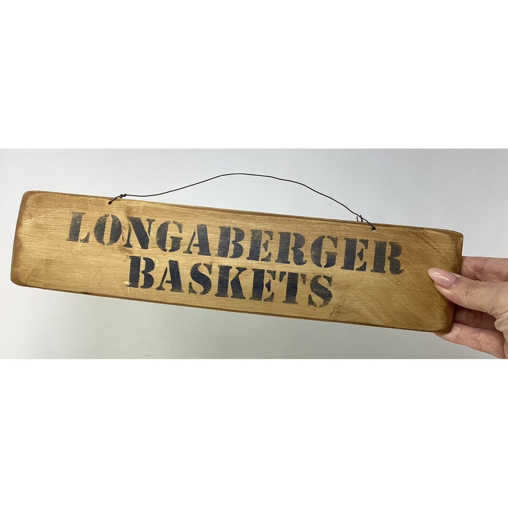 Handmade Wood Sign "Longaberger Baskets" 14"x3" Advertising Display